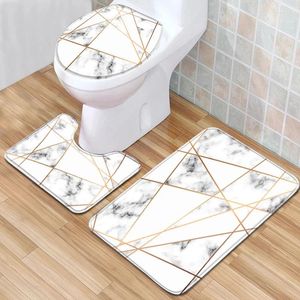 Badmattor geometriska tryckta mattor som inte är halkade mattor absorberande ingångsdörrat för duschrum mysigt toalettstol.