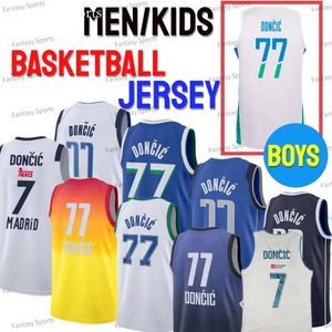 Boys Jerseys Slovenija Luka Tokyo Real Madrid 7 Doncic Ed 77 Youth Kids Mens Basketball Retro Jerseyss Blue White