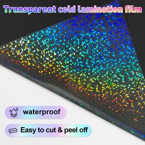 10 Sheets Cold Laminated Holographic Adhesive Paper Sticker A4 Paper Laminating Film for Laminator Machine Photo Plastic Film