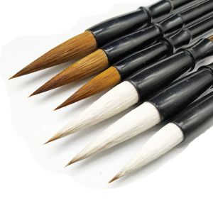 60 PCS Cabelo caneta caneta chinesa caligrafia pintando pincel caneta bambu script escrita pincéis