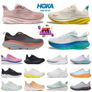 Tasarımcı Hokah Bondi 8 Clifton 9 Koşu Ayakkabıları Hok Kadın Spor Ayakkabıları Hokka Trainers Üçlü Kara Bulut Mavi Kıyı Gökyüzü Erkekler Spor