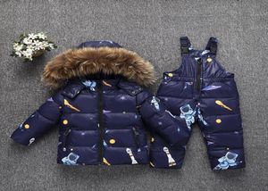 Winter Kids Down Suits Fashion Criano bebê Jackets Down Jackets Coats Macacão Mumnsuit infantil Roupas menina menina conjuntos de roupas Y1118755418