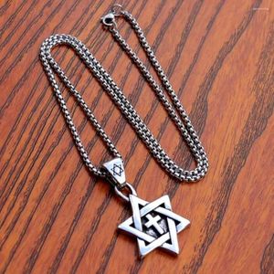 Hänge halsband stål stjärna tvärhalsband guldfärg kvinnor/män kedja israel judiska smycken för män