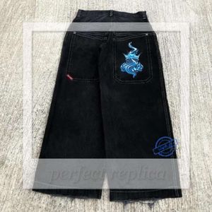 JNCO Jeans Męskie Jeanse Streetwear Jnco Y2K Hip Hop Cartoon Graphic Print Vintage Buggy Black Pants Mężczyźni kobiety wysokie talia szerokie spodnie 612