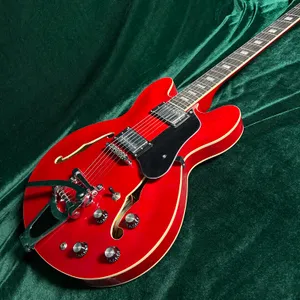 Классический полуболовый кузов винтажный розовый деревенский гриф Эс электрогитара, высокая качественная гитара Гитара 335