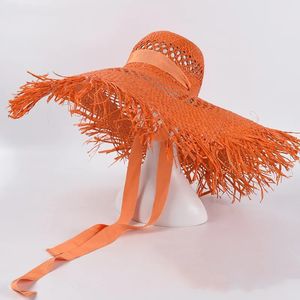 Straw hat women summer Large eaves beach vacation po sunscreen straw personality European style foldable 240401