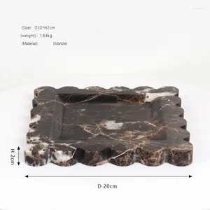 Dekoratif figürinler 20x20x2cm mermer tepsisi lüks doğal taş depolama mum cachall süslemeleri