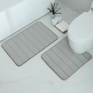 Carpets Olanly 2PC Bath Mat Set Absorbent Rectangle Shower Carpet Non-Slip U-Shaped Toilet Pads Decoration Soft Memory Foam Bathroom Rug