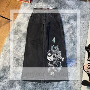 Jnco Jeans Herren Jeans Streetwear Jnco Y2K Hip Hop Cartoon Grafikdruck Vintage Baggy Black Hosen Männer Frauen hohe Taille Weitbein Hosen 217