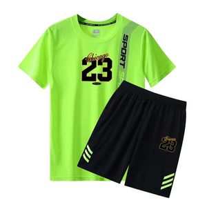 masculino casual vestido de verão short shorts shorts de camiseta rápida e respirável 2 peças conjunto 240409