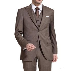 High Quality Two Button Light Brown Groom Tuxedos Peak Lapel Groomsmen Man Suits Mens Wedding Suits JacketPantsVestTie 47424192