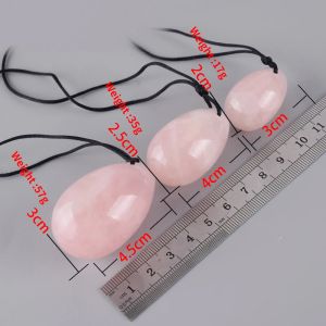 Yoni Egg Natural Rose Quartz Massage Set Set Crystal Mineral Ball Kegel Упражнения для инструмента Упражнения для лечения