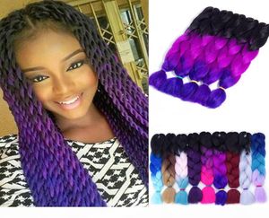 Ombre Three Two Mix Colors Kanekalon Braiding Hair Synthetic Jumbo Braids Hair Extensions 24inch Crochet Braids Hair Bulk Wholesal2725610