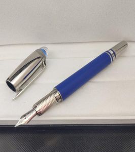 Blue Crystal Head Fountain Pen عالي الجودة برميل معدني كلاسيكي مع رقم تسلسلي فاخر الحبر الجاف كتابة Smoth Office Suppliegi3803932