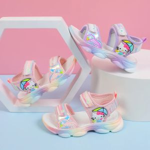 Sneaker Fashion Girls Sandals Rainbow Sole per bambini Scarpe da spiaggia 2022 Nuovi Summer Kids Sandals for Girls Princess Leather Cashy Shoes