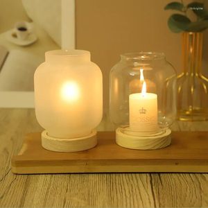 Titulares de vela 2pcs Lanterna de vidro Creative Frosted Cafe Romantic Candlelight Dinner Ornamentos