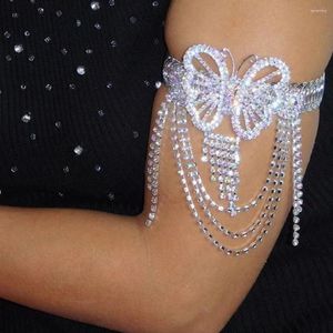 Bangle 2024 Bridal Butterfly Arm Tassel Justerbara handtillbehör Fashion Lady Colorful Crystal Anklet Armband