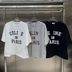 Designer Luxo Celins Classic Impresso Camiseta curta Feminina estilo feminino 2024 Verão Novo top solto e confortável