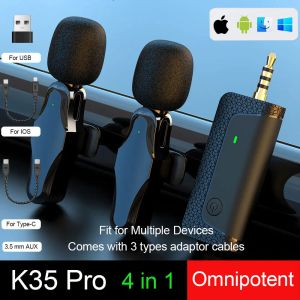 Microphones K35/Pro Wireless Mic Lavalier Micro Mini Professional Microphone for Camera Cell Mobile Phone Record Video Speaker Smartphone Re
