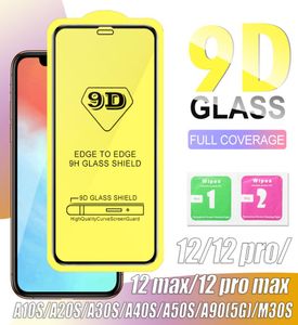 9D -täckning härdat glas fullt lim 9h skärmskydd för iPhone 13 12 11 Pro Max XS XR X 8 Samsung S20 Fe S21 Plus A42 A52 A72 5G8546646