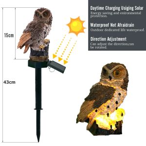 Solar Garden Lawn Waterproof Lawn Lights Animal Bird Resin Ground Lamp Courtyard Landscape Outdoor Stake Statues Exterior Night