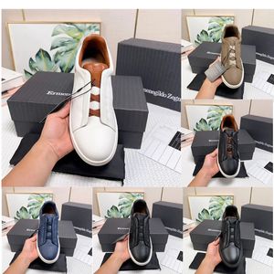 2024 Nya lyxskor Mens Zegna Lace-Up Business Casual Social Wedding Party Quality Läder Lätt chunky sneakers Formella tränare Fashion Shoes