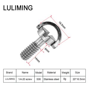 1/4 3/8インチクイックリリーススクリュー金属Dリングスクリュー三脚ボールヘッドカメラクイックリリースプレートスクリュー写真アクセサリー