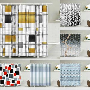 Shower Curtains Modern Geometry Bathroom Curtain Waterproof With Hooks 180 240cm Decoration Washable Fabric Screen