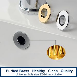 Bathroom Sink Overflow Cover Round Hole Overflow Ceramic Basin Pots Copper Insert Basin Accessory Gadgets Fixture Improvement