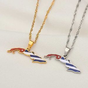 Pendant Necklaces SONYA Cuban Map Flag Pendant Necklace Womens Map Cuban Charm Silver Color/Gold Color Jewelry GiftsQ