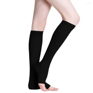 Women Socks S/M/L/XL/XXL Compression Flexible Black Compress Nylon Open Toe Running For & Men