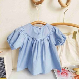 Clothing Sets 2023 Summer New Girls Set Cute Embroidered Short Sleeve Doll Shirt+Shorts Pocket Two Piece Set of Children Girls Clothes