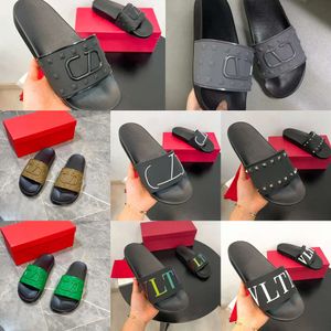 Black Rivet Vltn Slip Flip Flop Slippers Sandals Designer VLOGO SANDALS DE SANDAL SANDAL MULHAL MULHAL DE LUZULO DE LUMOLO