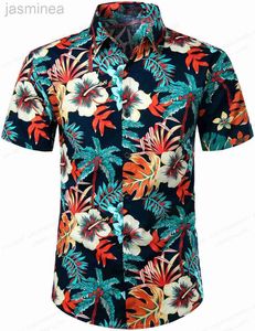 Men's Casual Shirts Hawaii Floral Mens Shirts For Man Clothing Cuba Vocation Streetwear Lapel Beach Camisas Camping Fishing Y2k Tropical Blouse 2449