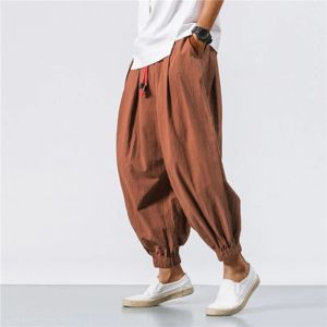 2024 New Spring Men Loose Harem Sweatpants Chinese Linen Overweight Sweatpants High Quality Casual Brand Oversize Trousers Male