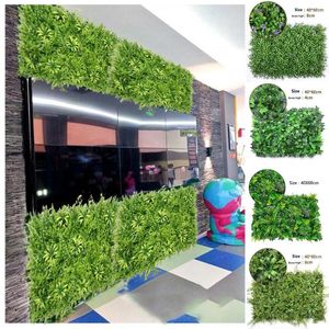 装飾的な花人工植物の壁葉生け垣草マット緑のパネルフェンスシミュレーション芝生の庭の壁の装飾プラスチック