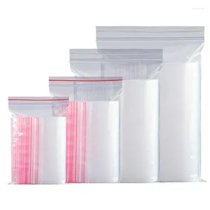 Sacos de armazenamento 100pcs zípe de alimentos transparentes pacote poli bolsa