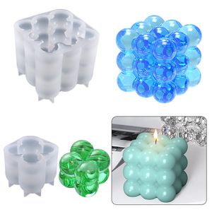 3D -silikonformar Ljusstake Ljusbehållare Aromaterapi Gips Konst Mögel Vax för ljus Tillbehör Diy Candles Square