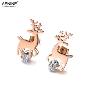 Stollenohrringe Trendy Titanium Edelstahl Rentier Schmuck weiß Kristall für Frauen Weihnachtsgeschenk AE20016