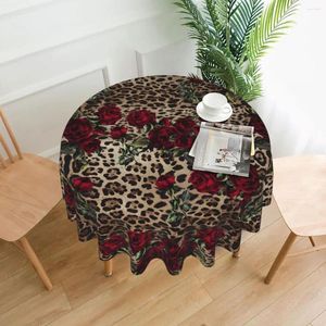 Tischtuch Tischdecke Blumen -Leopardenrunde Rote Rosen Fashion Cover Tischdecken Wohnzimmer Esszimmer Dekoration