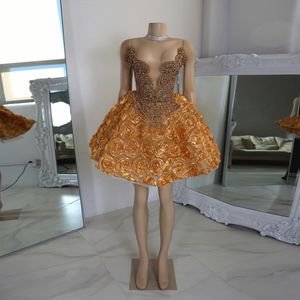 Luksusowa krótka sukienka na studniówkę 2024 Złoty diament strój urodzinowy sukienki koktajlowe mini spódnica vestidos para eventos eventos