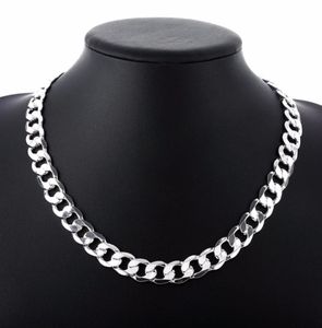 12 mm Curb Chain Necklace for Men Silver 925 Necklaces Chain Choker Man Fashion Male Jewelry Wide Collar Torque Colar9158189