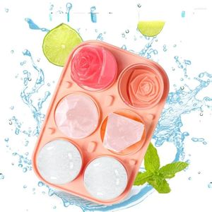 Moldes de cozimento 6 grade grande bandeja de gelo molde jumbo grande alimento alimento Silicone Maker Cube Rose Diamond Diamond