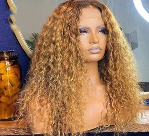 Lace Wigs Honey Blonde Natural Wave 100 Human Hair Glueless Middle T Part 200Density Pre Plucked 13x6 Front For WomenLace1399894