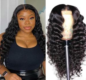 Parte do meio 131 T Wigs de renda solta perucas de cabelo humano lisadas peruas peruanas T Parte parte do cabelo humano Lace Front Wig Body Water56740091255630