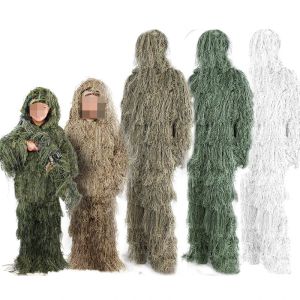 Tofflor barn barn jagar kläder 3d bionic ghillie passar yowie sniper kamouflage kostym fågelur airsoft kamouflage set