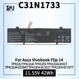 Batterie C31N1733 Sostituzione della batteria per laptop per Asus VivoBook Flip 14 TP412U TP412UA TP412FA TP412UAIH31T TP412UAEC059T TP412FAEC551T