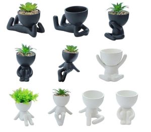 Planters POTS Söt tecknad humanoid saftiga planterare keramiska växtkruka för skrivbordsdekoration blomstar hemmakontor garde4728333