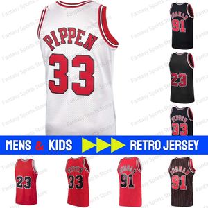 Retro Scottie Pippen Basketball Trikots Dennis Rodman Rose Classics Throwback Trikots Herren Ed Weiß schwarze Männer Kinder Kinder