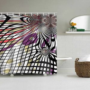 Psychedelic Bathroom Landscape Shower Curtain Waterproof With 12 Hooks Home Deco Free Ship